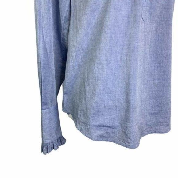 Joie Blue Melange Ruffle Mock Neck Long Sleeve Top - Picture 4 of 12